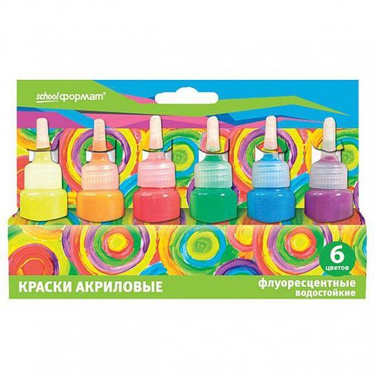 

Краски акриловые COLOR GAME 27 мл 6 цв. флуор.