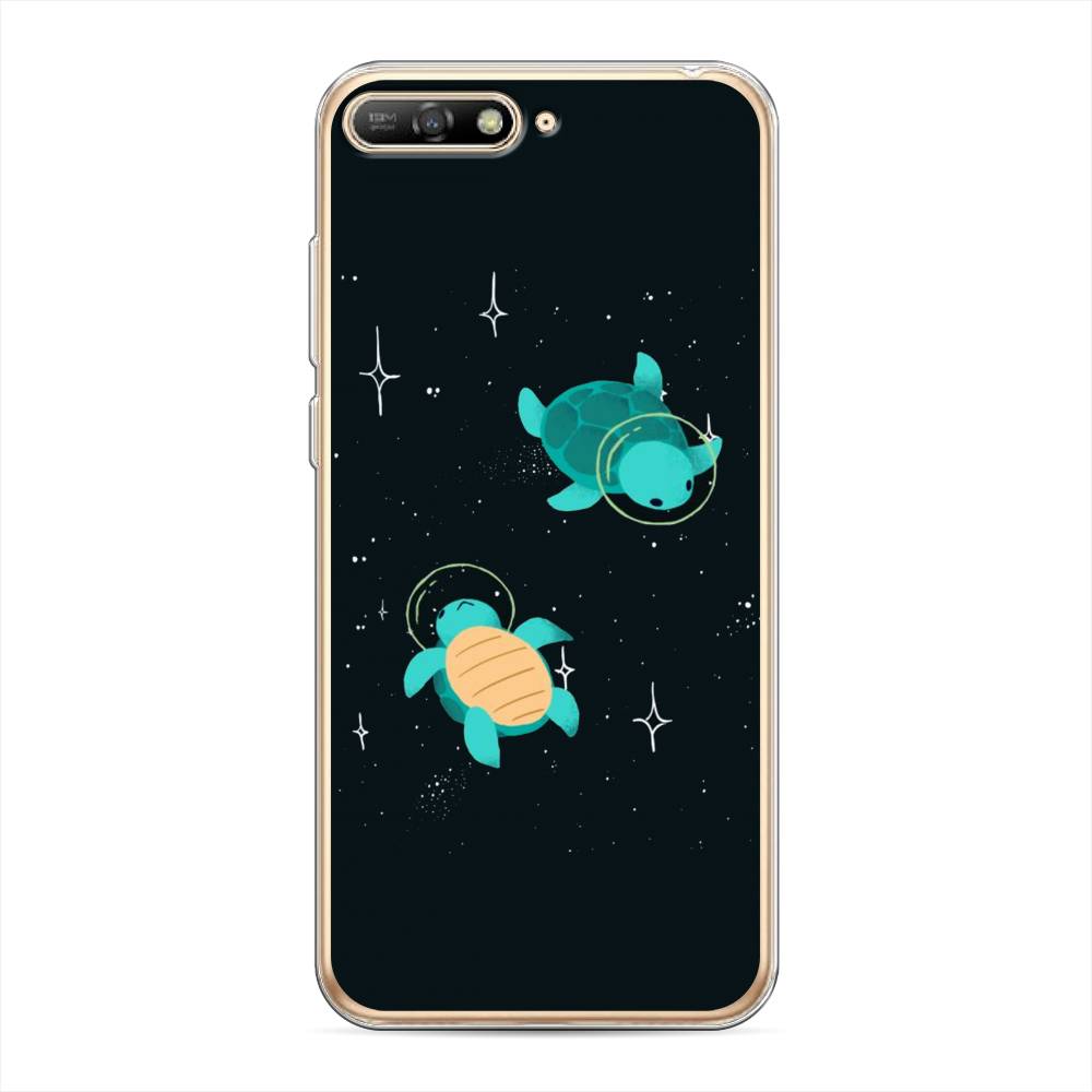 

Чехол Awog на Huawei Y6 2018 "Черепашки космонавты", Черный;синий, 67850-4