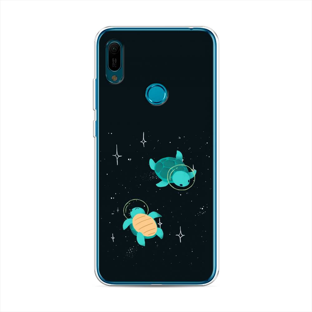 

Чехол Awog на Huawei Y6 2019 "Черепашки космонавты", Черный;синий, 68650-4