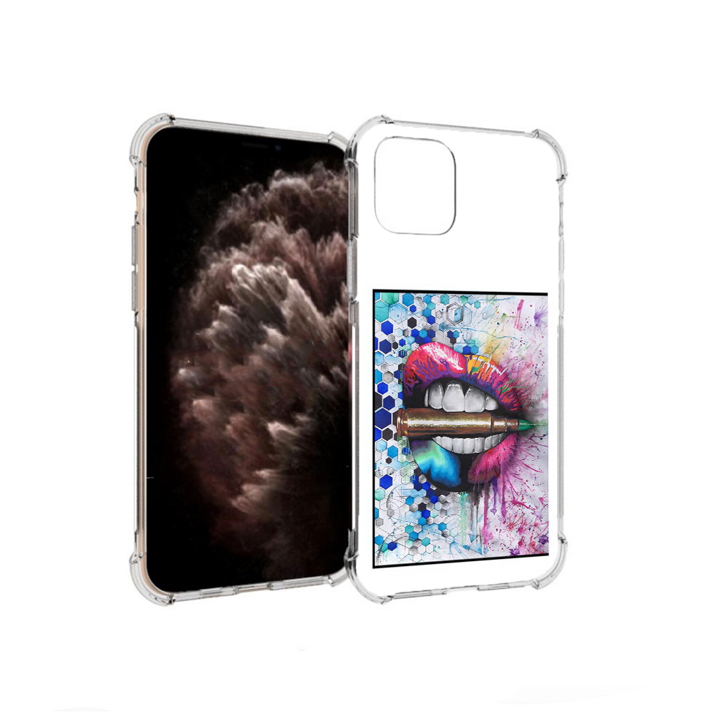 

Чехол MyPads Tocco для Apple iPhone 11 Pro разноцветные губы с пулей, Прозрачный, Tocco