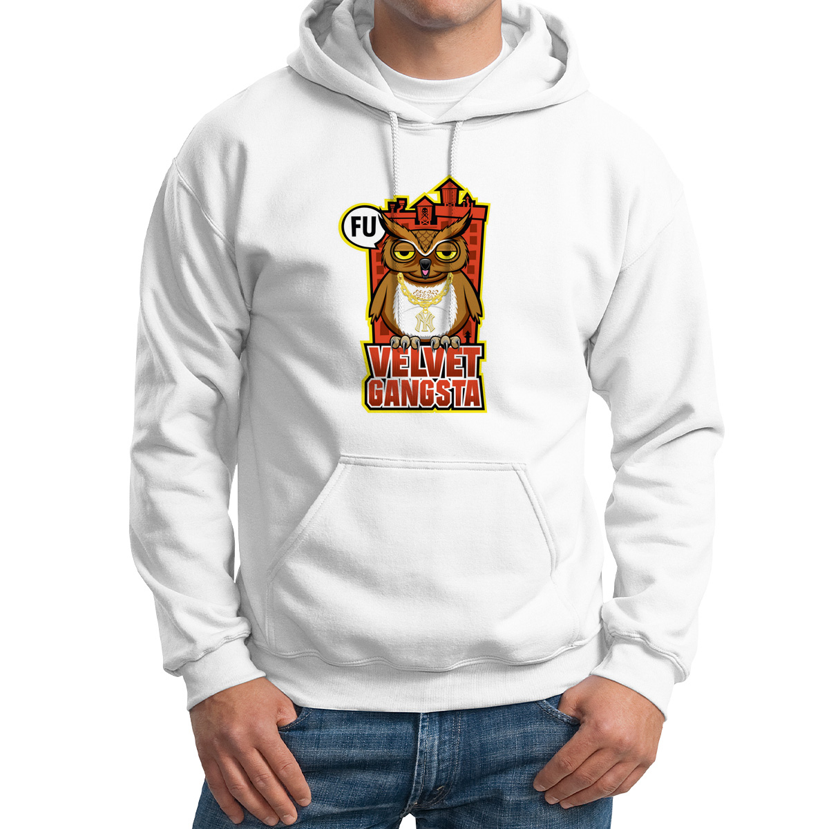 

Худи унисекс CoolPodarok Velvet Gangsta белое 64 RU, 4M015812
