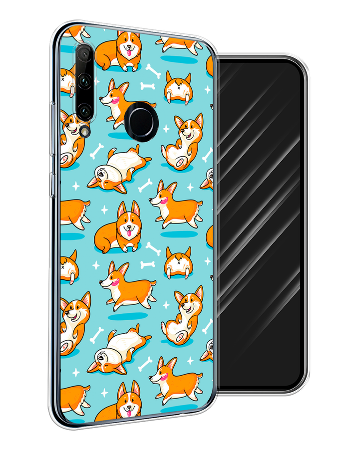 

Чехол Awog на Huawei P Smart Plus 2019 "Черная змея", Черный;серый;голубой, 69250-3
