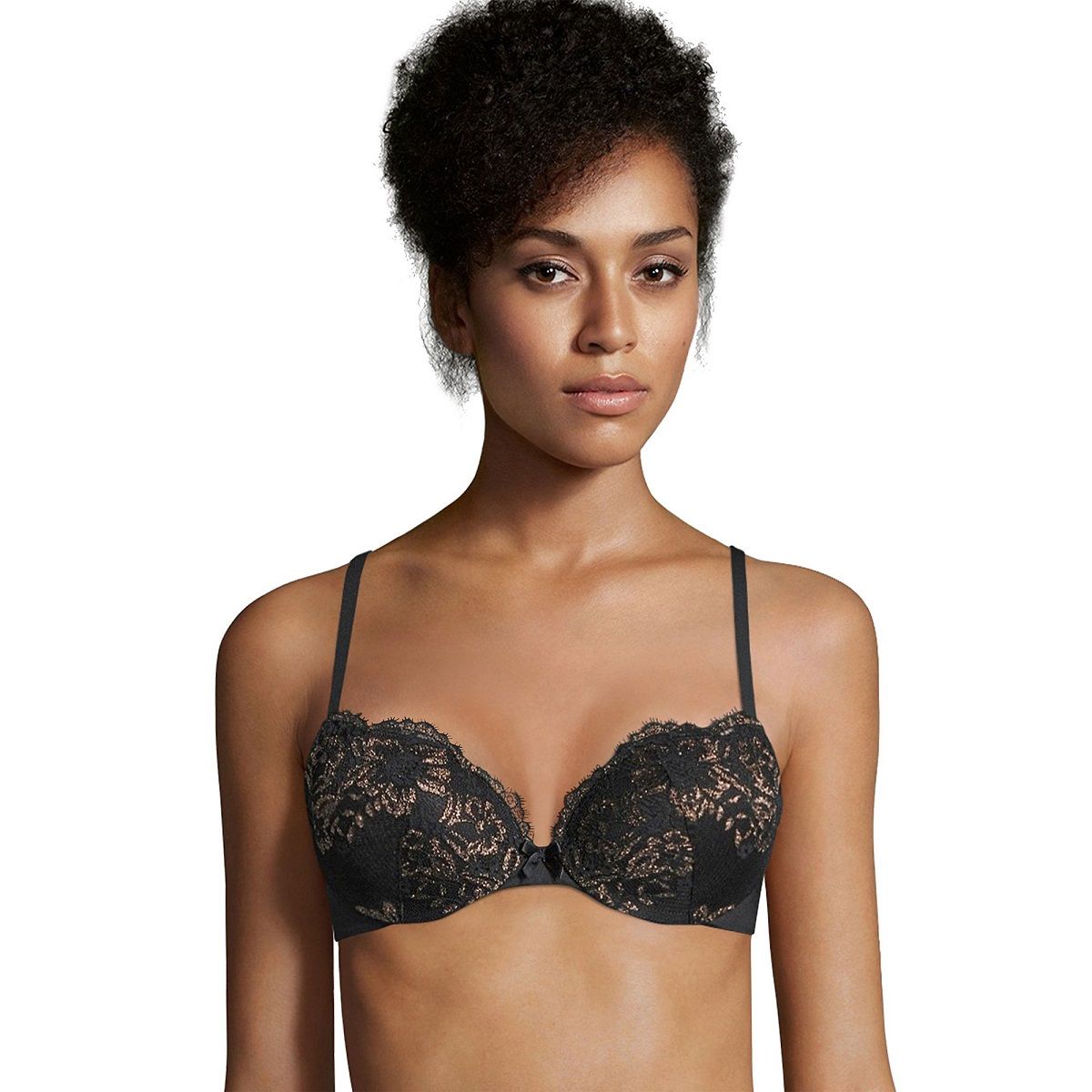 

Черно-золотистый бюстгальтер пуш-ап с узким соединением чашек 70C черный с золотистым