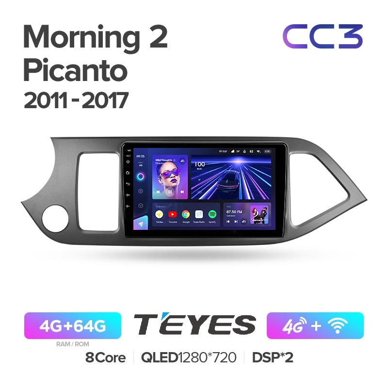 

Магнитола Teyes CC3 4/64 Kia Morning 2 picanto 2011 - 2017, CC3