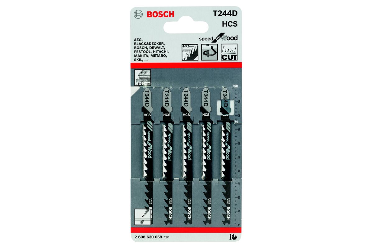 

Пилки для лобзика по дереву Bosch T244D 5 шт., T244D