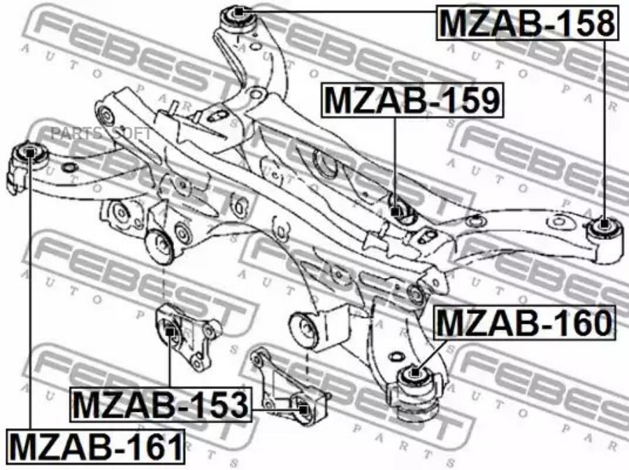 

FEBECT MZAB158 MZAB-158_сайлентблок подрамника!\ Mazda CX-5 11>