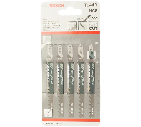 

Пилки для лобзика BOSCH T144D 5 шт, T144D