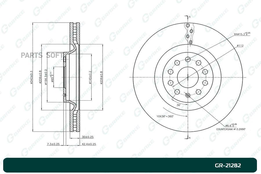 

G-BRAKE GR-21282 Диск тормозной вентилируемый G-brake GR-21282
