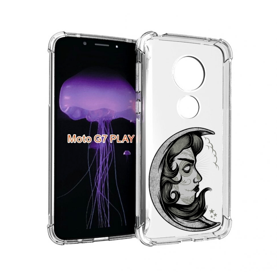 

Чехол MyPads черно белая луна с лицом для Motorola Moto G7 Play, Прозрачный, Tocco