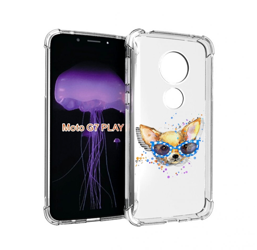 

Чехол MyPads чихуа-хуа в очках для Motorola Moto G7 Play, Прозрачный, Tocco