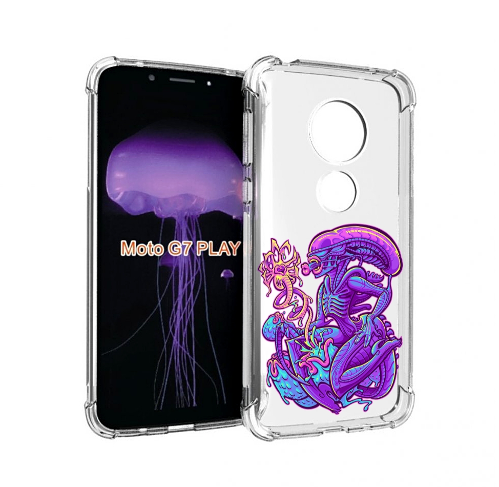 

Чехол MyPads чужой фиолетовый цвет для Motorola Moto G7 Play, Прозрачный, Tocco