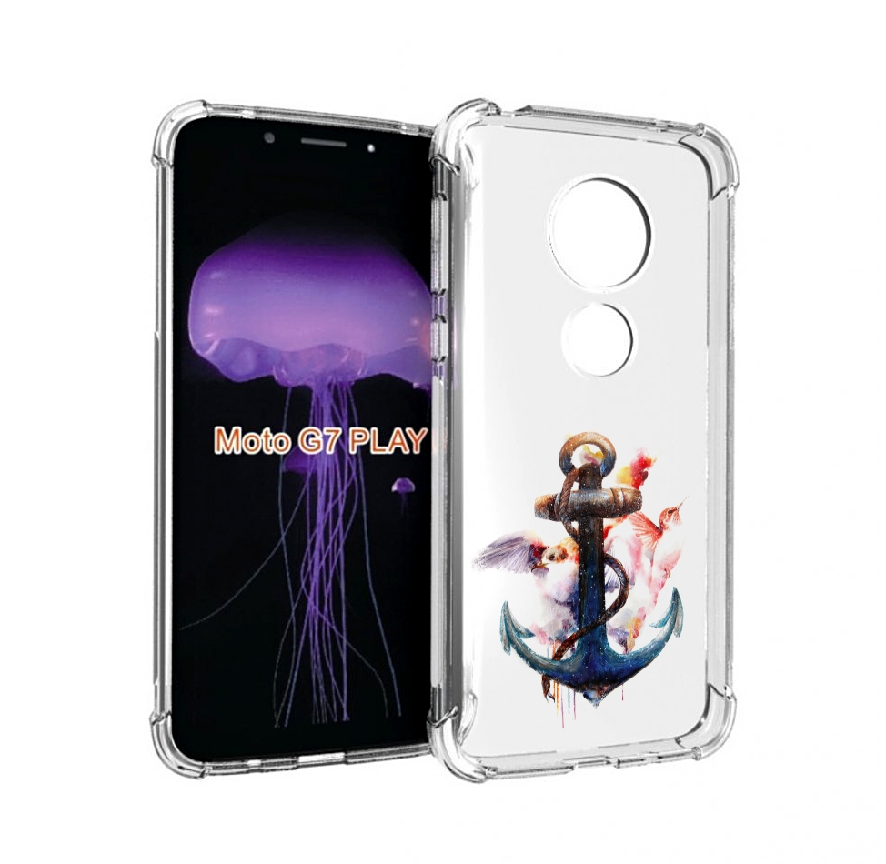 

Чехол MyPads якорь с птицами для Motorola Moto G7 Play, Прозрачный, Tocco