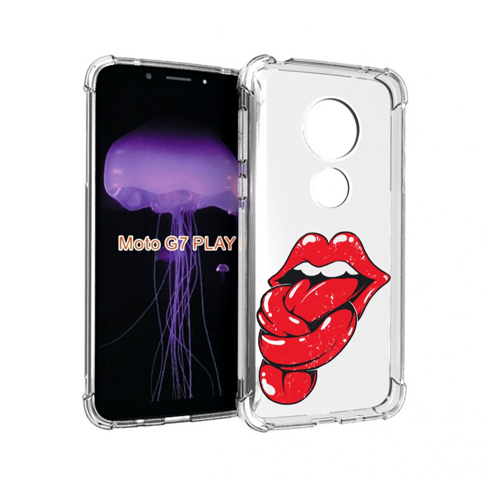 

Чехол MyPads яркие губы с языком для Motorola Moto G7 Play, Прозрачный, Tocco