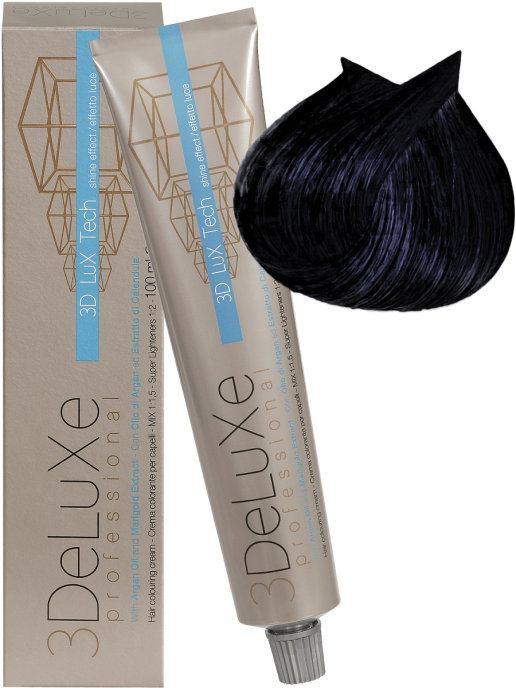 фото Крем-краска 3deluxe professional для волос 1.10 сине-черный, 100 мл