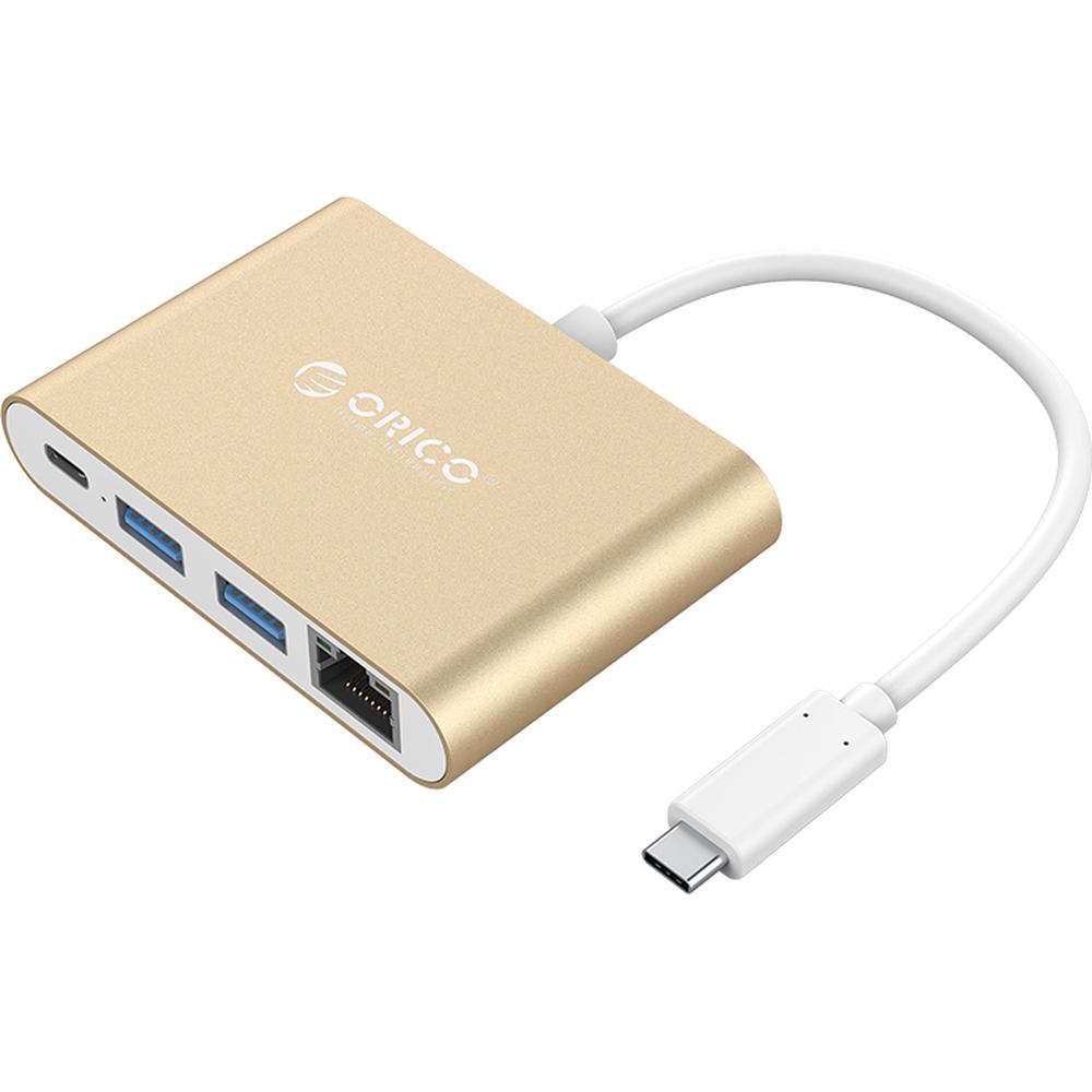 

USB-концентратор USB type C Hub Orico RCR2A-GD(USB3.0 тип А х 2,USB3.0 тип C х 1, 1x RJ45)