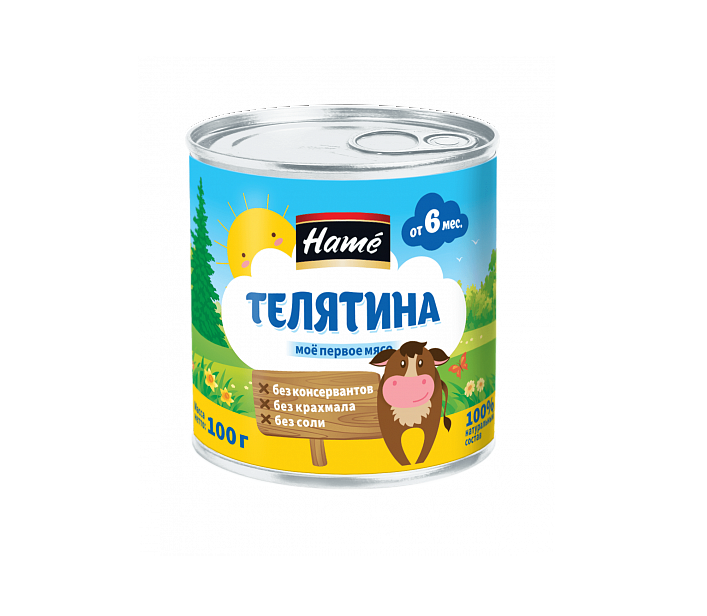 фото Пюре hame мясное с телятиной с 6 месяцев 100 г, 1 шт.