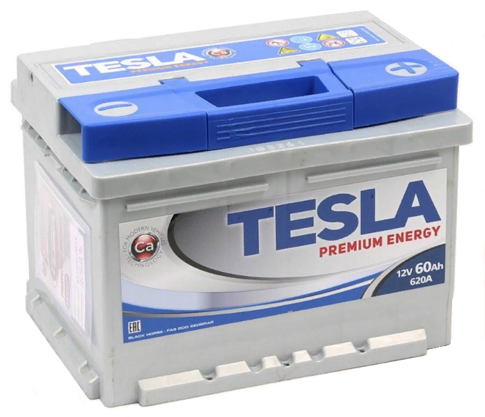 

Аккумулятор автомобильный Tesla Premium Energy 60 А/ч 620 А обр. пол. (242х175х190), Евро L2