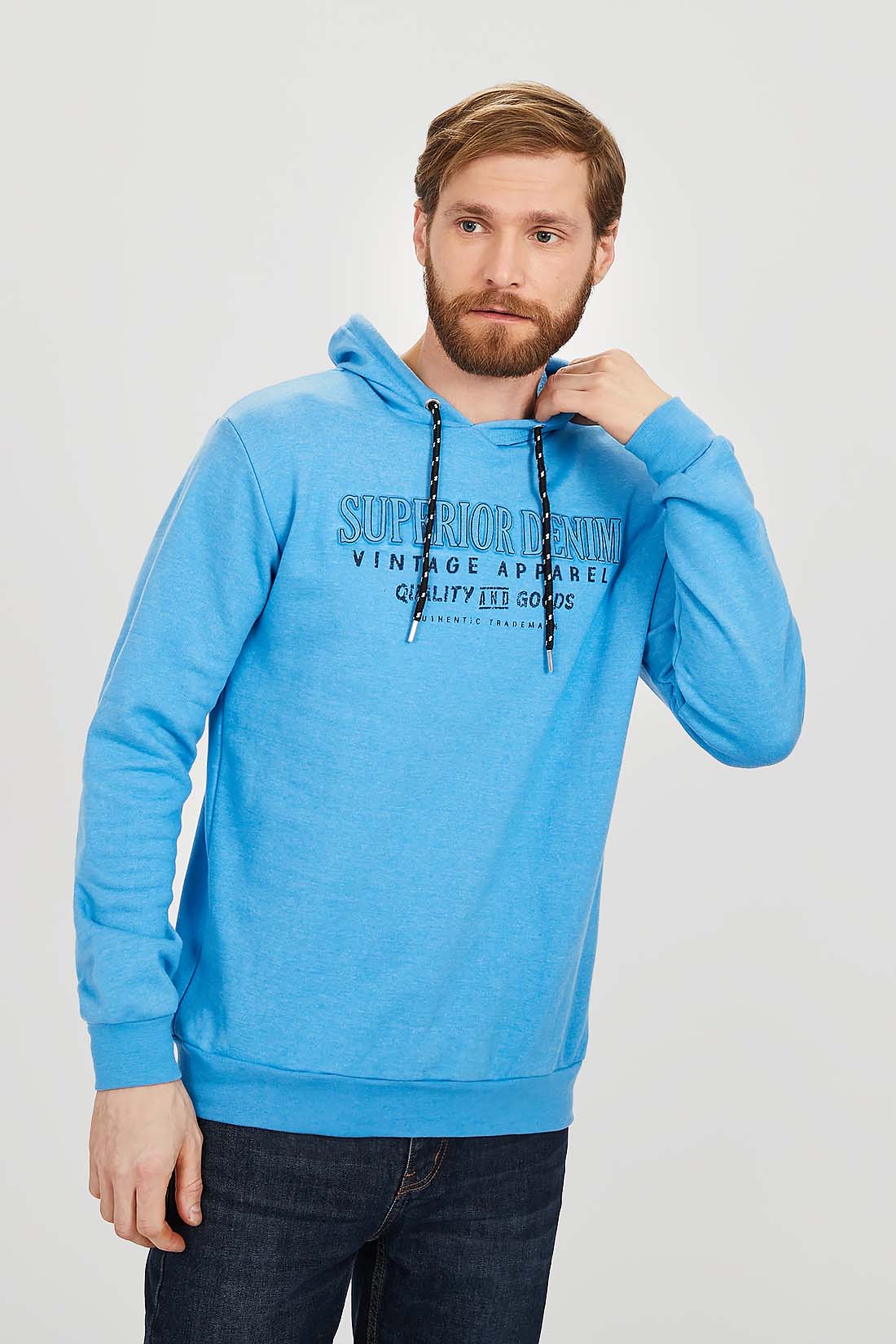 

Толстовка мужская Baon B6122008 синяя 2XL, Синий, B6122008