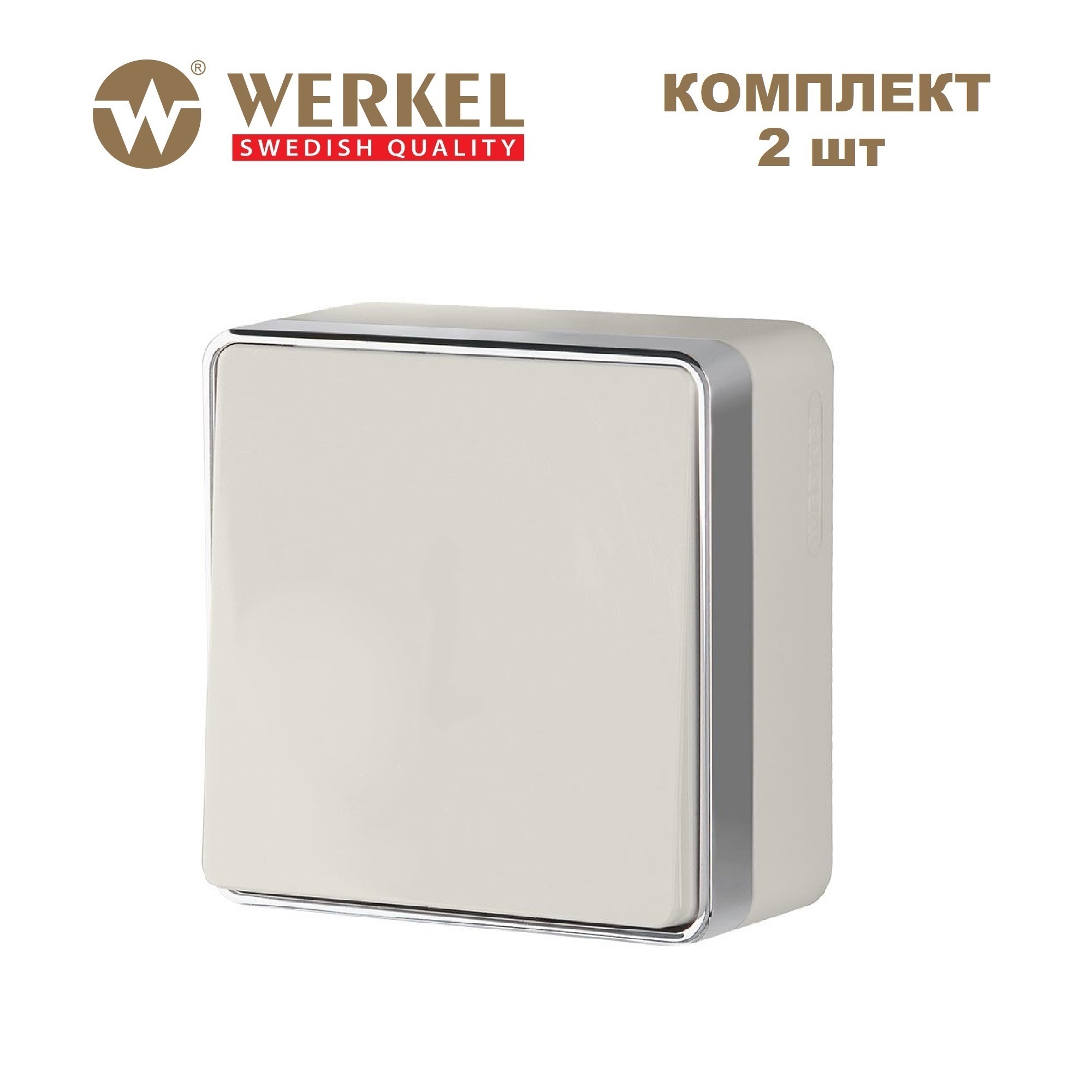 

Комплект из 2шт накладных одноклавишных проходных выкл Werkel Gallant W5012003 слон. кость, Бежевый, Накладной выключатель одноклавишный проходной комплект