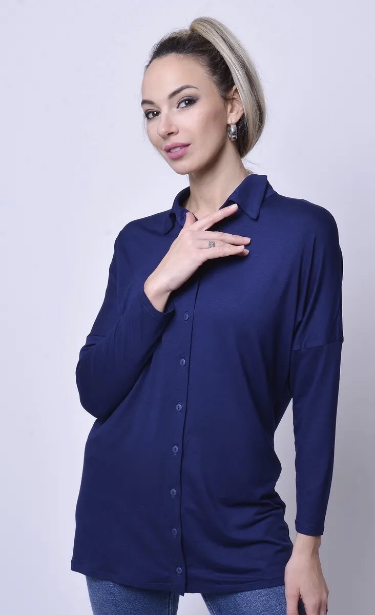 Блуза женская Gabriela 4516-5 синяя 48 RU