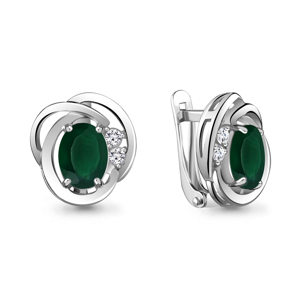 

Серьги из серебра с агатом/фианитом Aquamarine 4741309А_925_р, 4741309А_925_р