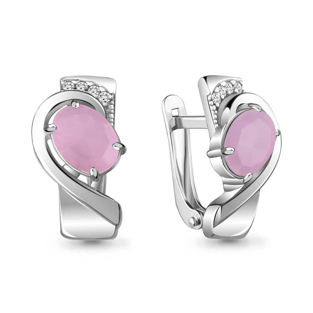 

Серьги из серебра с опалом искусственным/фианитом Aquamarine 47414606А_925_р, 47414606А_925_р