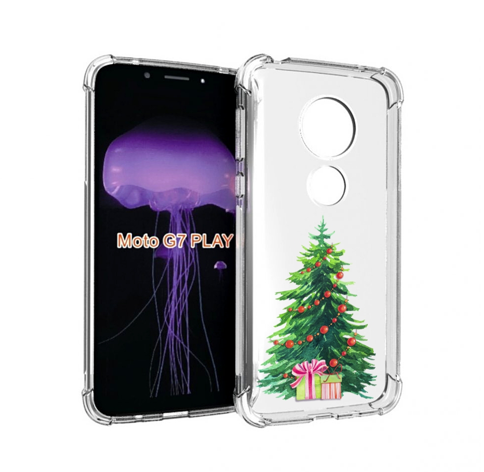 

Чехол MyPads Елка новогодняя с подарками акварель для Motorola Moto G7 Play, Прозрачный, Tocco