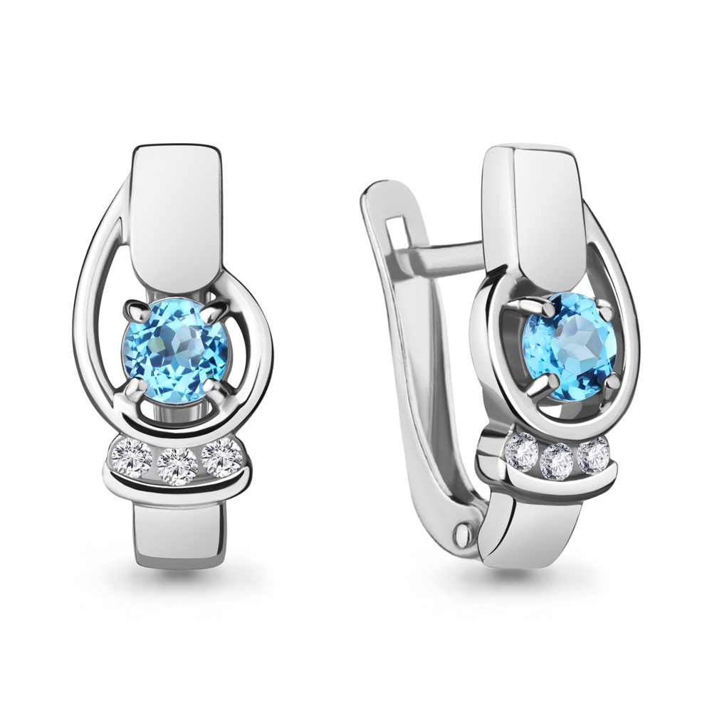 

Серьги из серебра с топазом/фианитом Aquamarine 4741505А_925_р, 4741505А_925_р