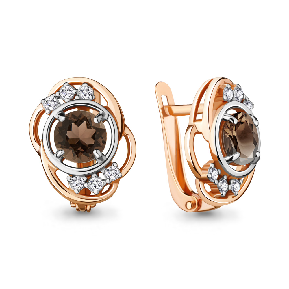 Серьги из серебра с кварцем/фианитом Aquamarine 4741601А_925_з