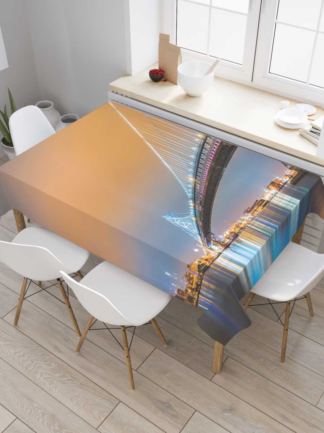 

Скатерть прямоугольная JoyArty "Стратегический мост" из оксфорда, 180x145 см, Серый, Стратегический мост