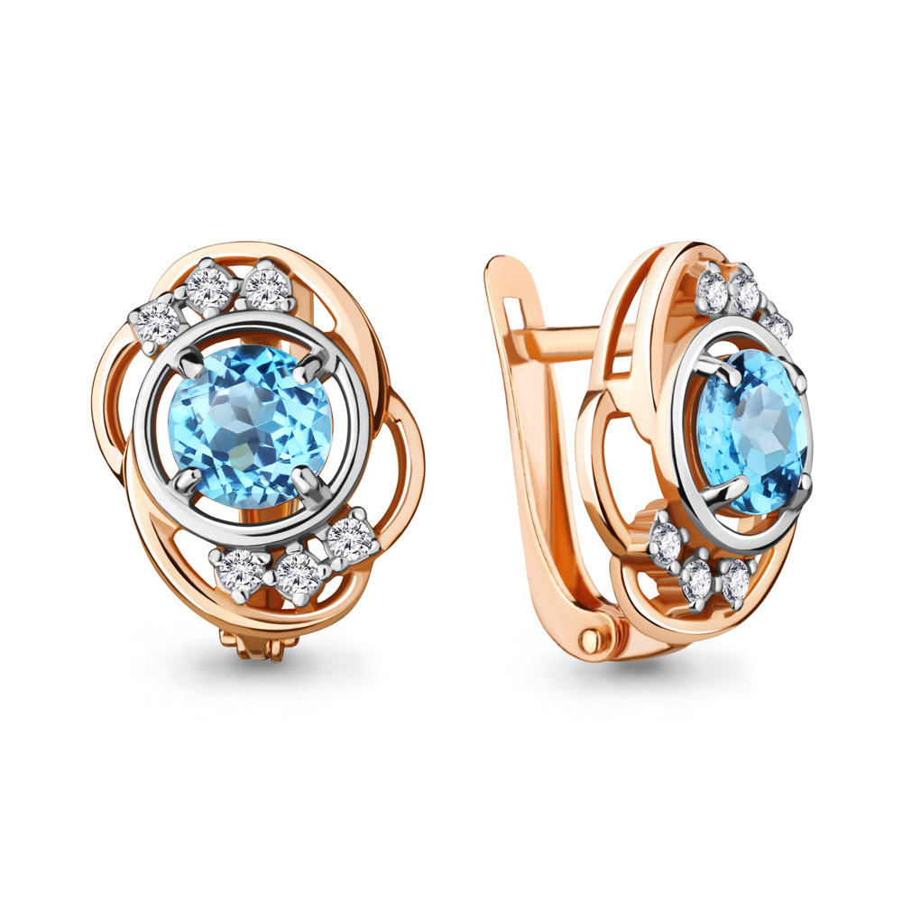 

Серьги из серебра с топазом/фианитом Aquamarine 4741605А_925_з, 4741605А_925_з