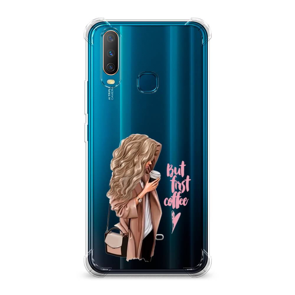 

Противоударный силиконовый чехол "Девушка с кофе" на Vivo Y12, Девушка с кофе