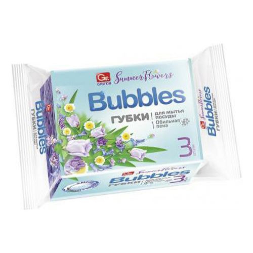 Губки Grifon для посуды Bubbles 95 х 65 х 36 3 шт