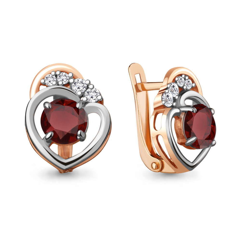 

Серьги из серебра с гранатом/фианитом Aquamarine 4741803А_925_з, 4741803А_925_з