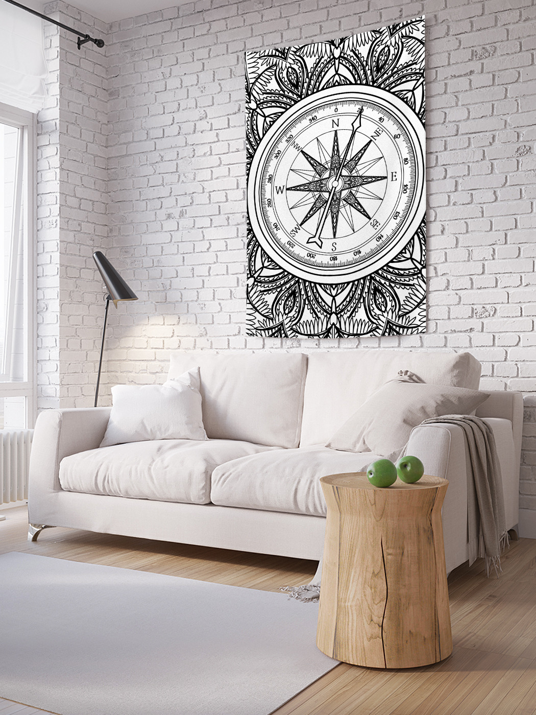фото Вертикальное фотопанно на стену joyarty "тропический компас", 100x150 см