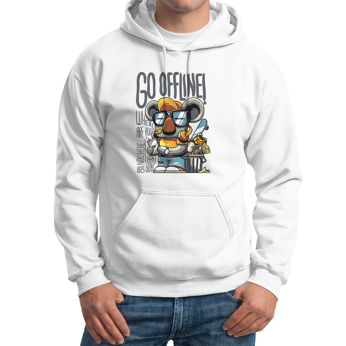 

Худи унисекс CoolPodarok Go offline белое 64 RU, CX64M016401