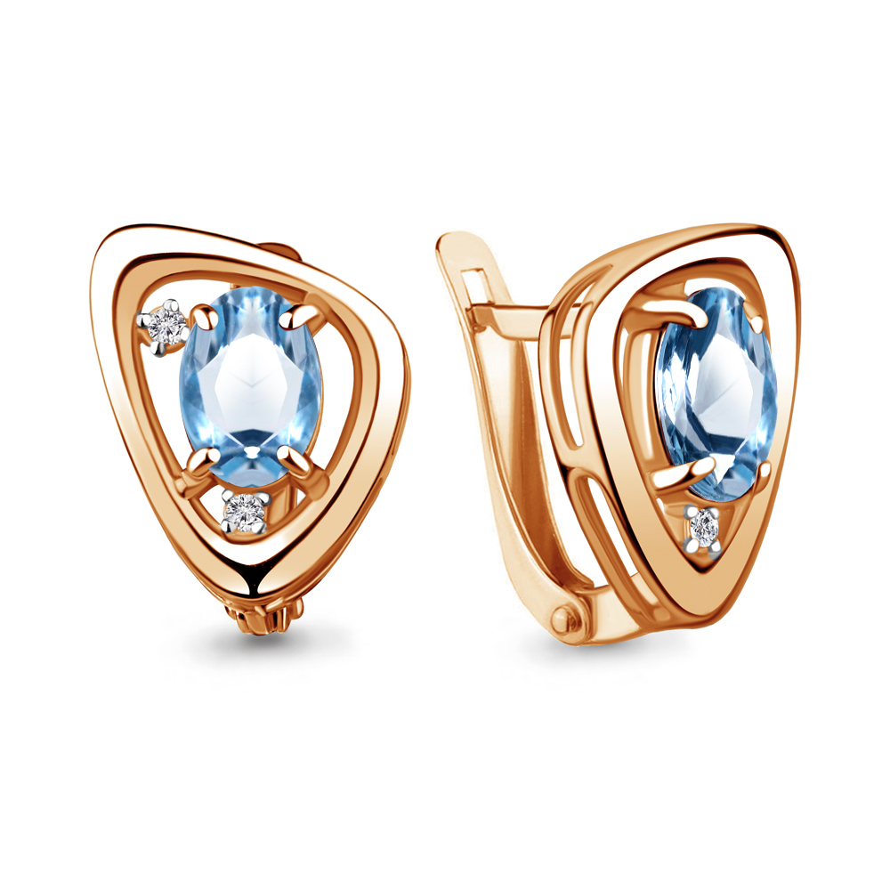 

Серьги из серебра с топазом/фианитом Aquamarine 4742005А_925_з, 4742005А_925_з