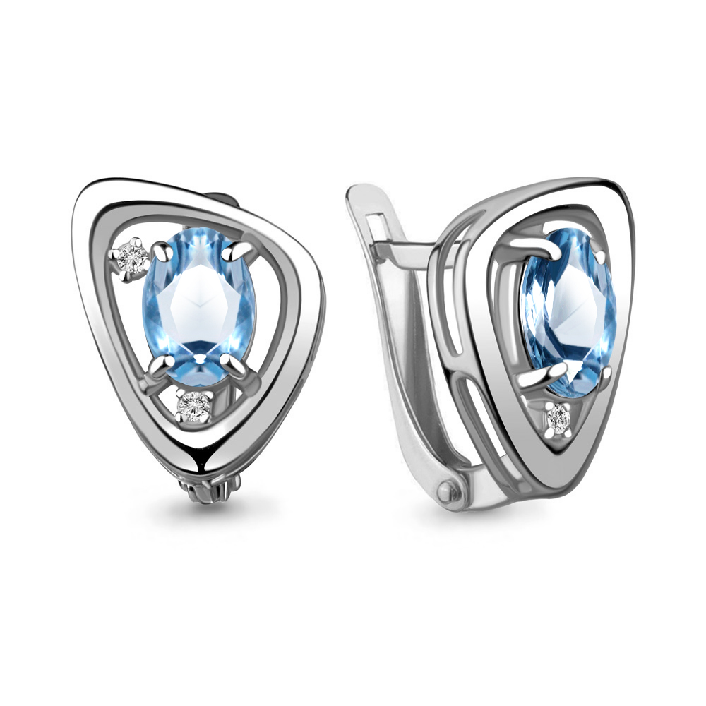 

Серьги из серебра с топазом/фианитом Aquamarine 4742005А_925_р, 4742005А_925_р
