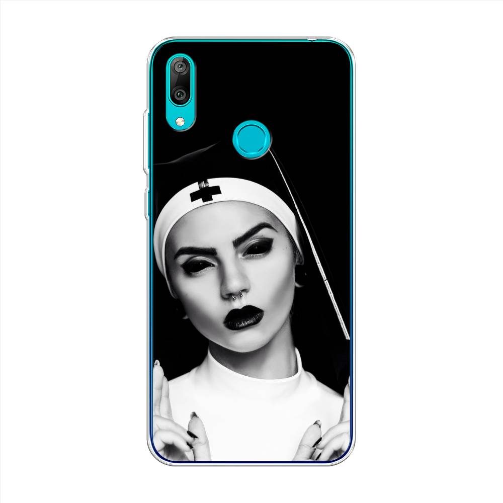 

Чехол Awog на Huawei Y7 2019 "Черная монашка", Серый;черный, 68450-9