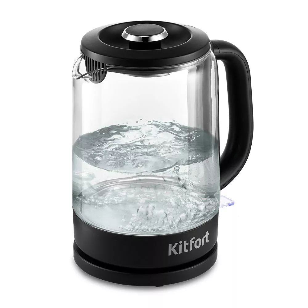 Чайник электрический Kitfort КТ-6156 1.5 л черный термос чайник samba wave 1 л со стеклянной колбой n4010800