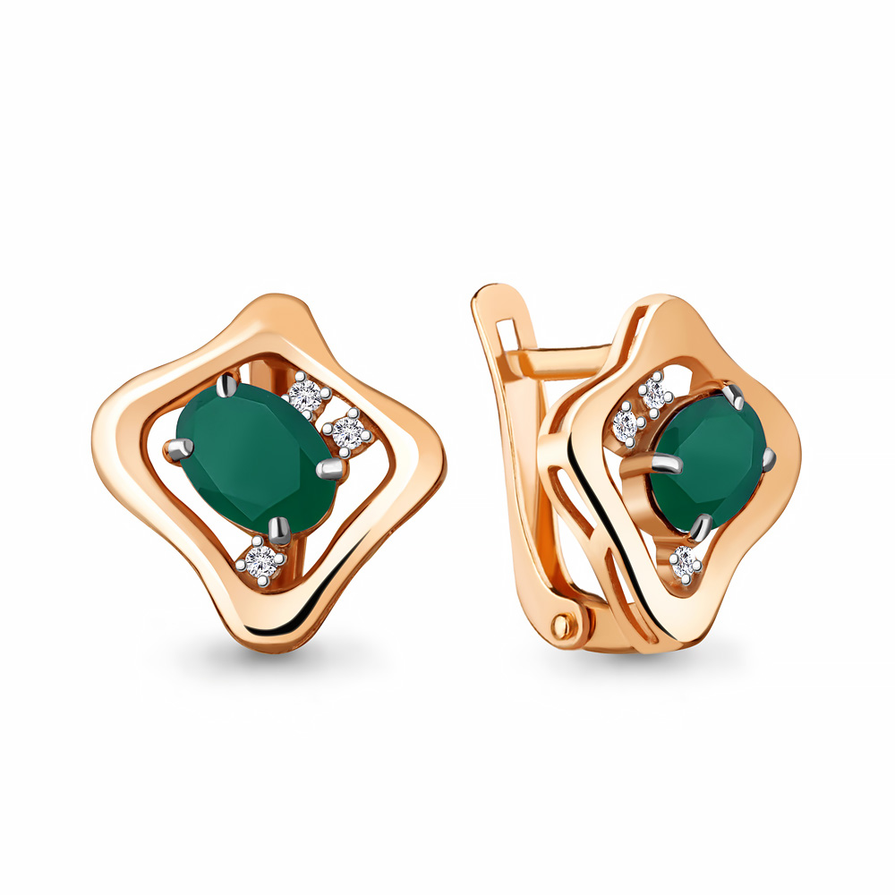 

Серьги из серебра с агатом/фианитом Aquamarine 4742109А_925_з, 4742109А_925_з