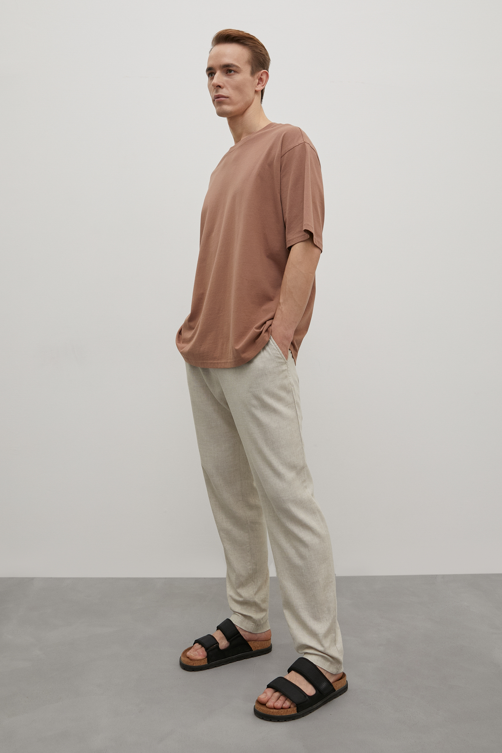 

Брюки мужские Finn Flare BAS-20024 бежевые 2XL, Бежевый, BAS-20024