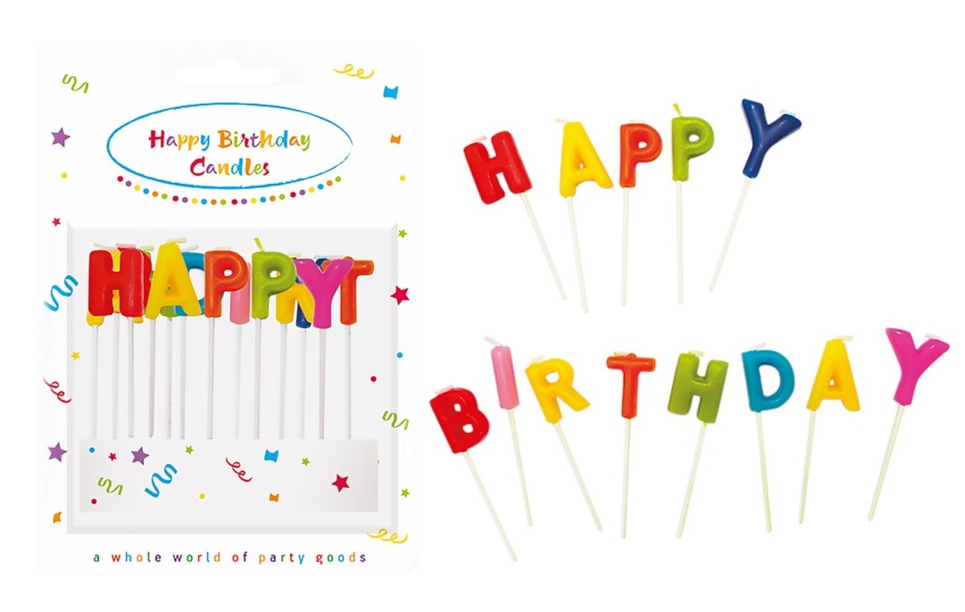 Свечи-буквы для торта Procos Happy Birthday Party Essentials 13 шт