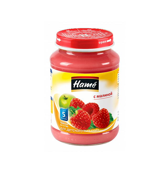 

Пюре Hame из яблок с малиной с 5 месяцев 190 г, 1 шт., из яблок с малиной