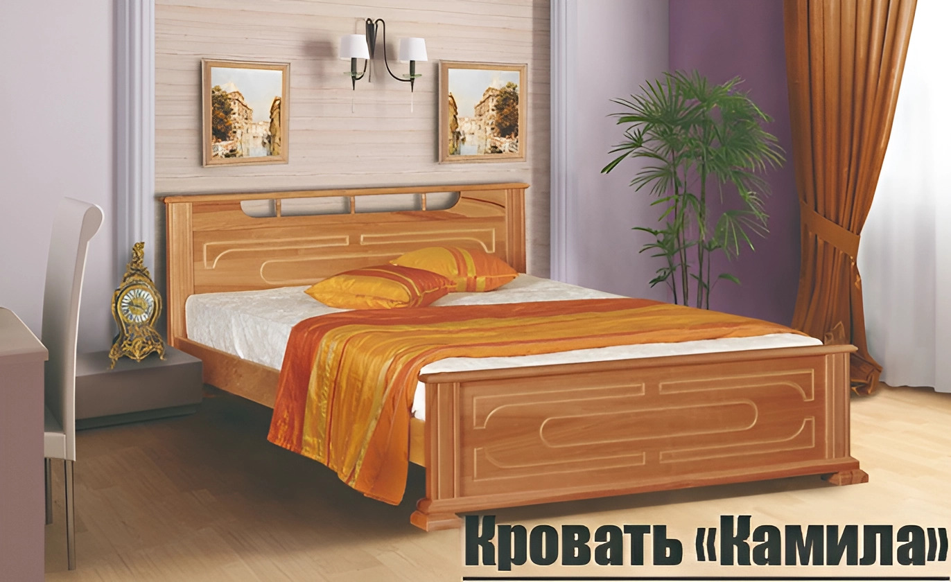

Кровать из массива сосны QualisMebel "Камила" 140х200, Старый Орех 2, Коричневый, Камила