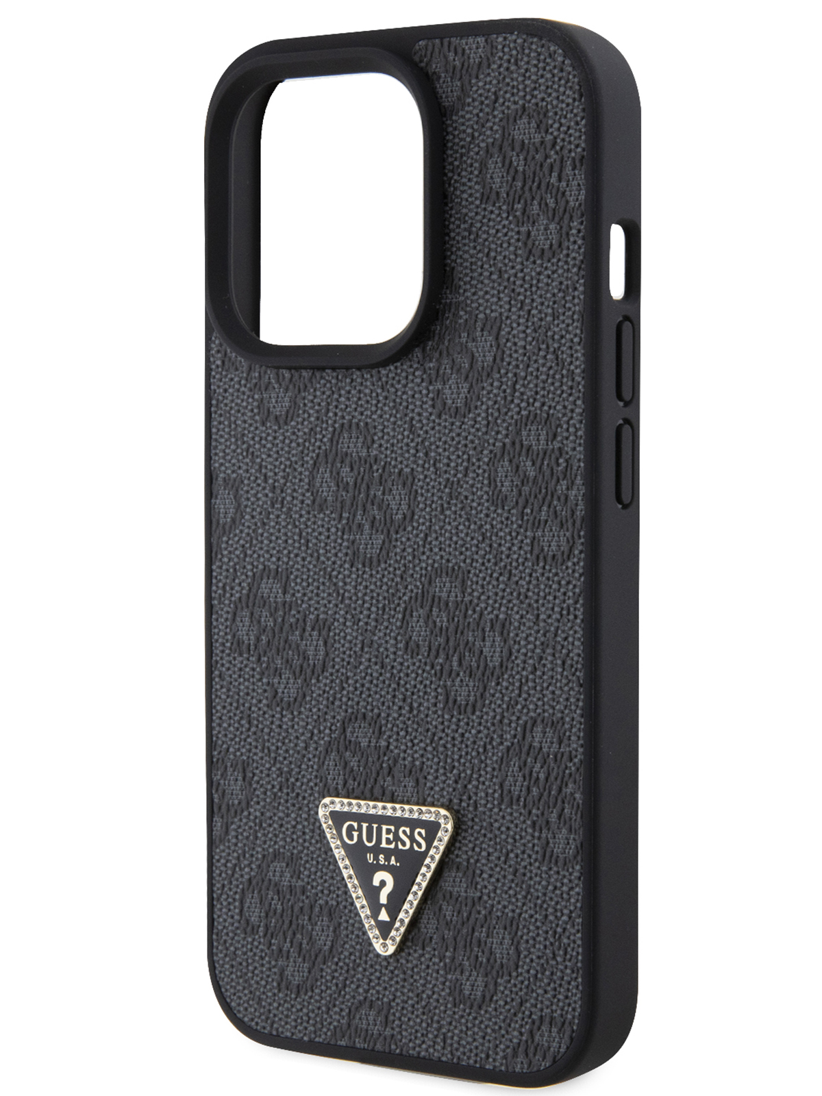 Чехол Guess для iPhone 15 Pro из экокожи с ремешком, черный