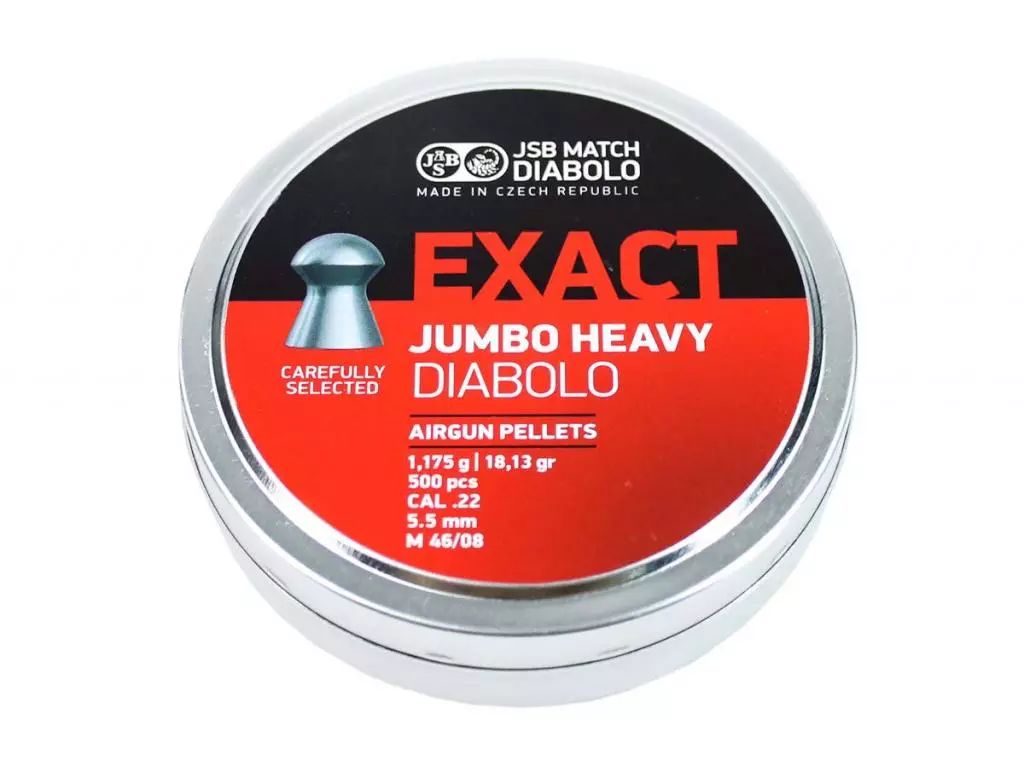 

Пули пневматические JSB Exact Jumbo Heavy Diabolo 5,5 мм (5,52 мм) 1,175 грамма (500 шт.), Серый