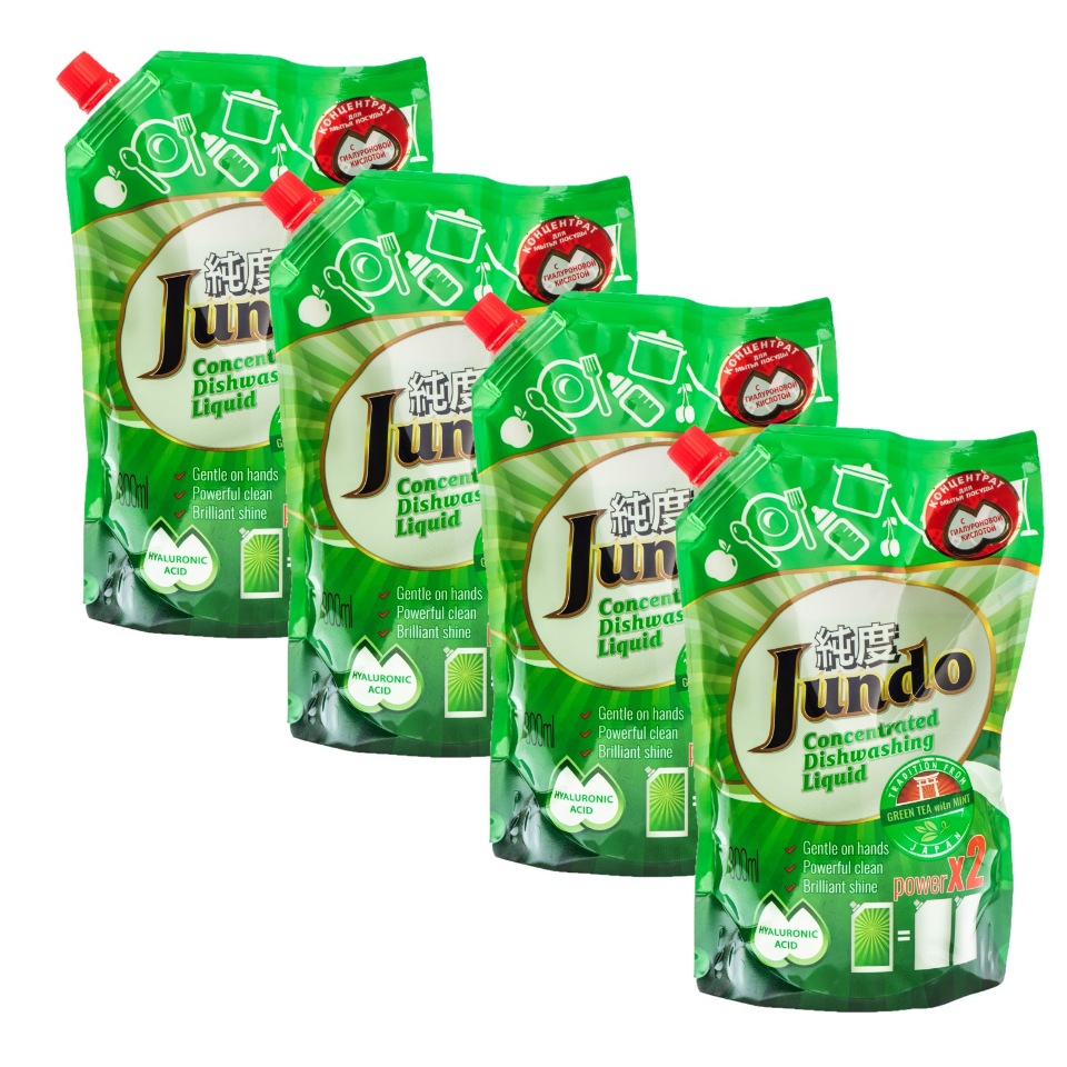 Средство для мытья посуды и детских принадлежностей Jundo Зеленый чай и мята 800 мл 4 шт 872₽