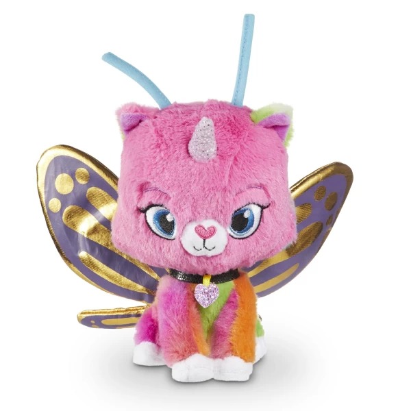 фото Мягкая игрушка замурчательная плюшевая вечеринка бабочка, 20 см радужно-бабочково-единорожная кошка