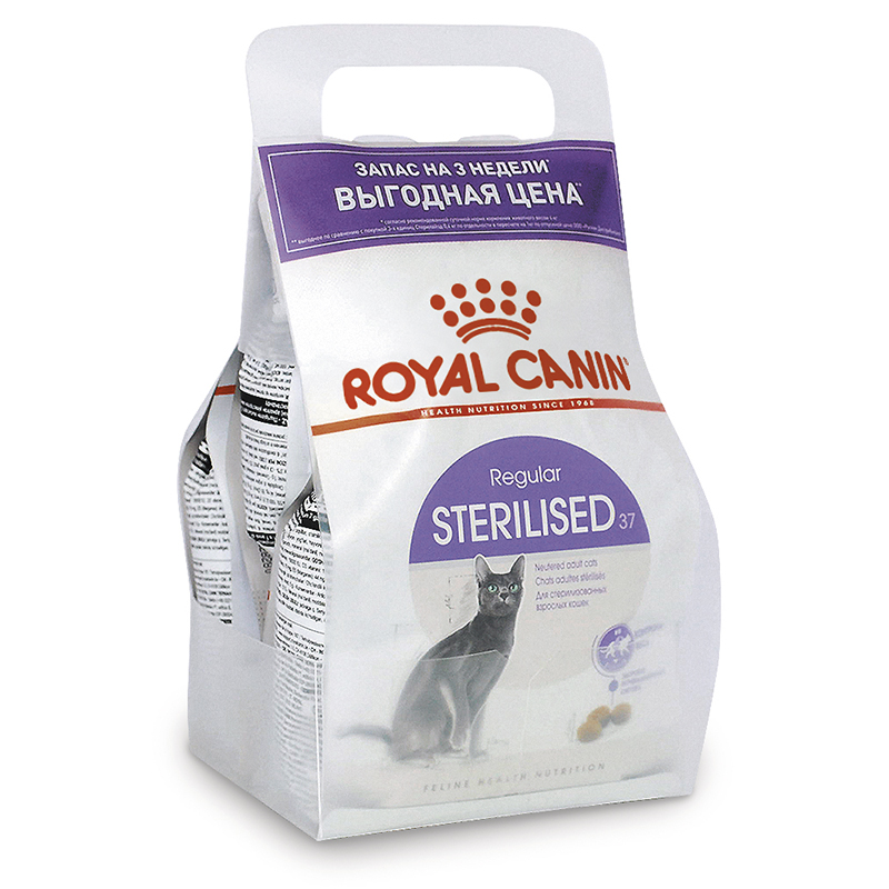 

Сухой корм для кошек ROYAL CANIN Sterilised Regular 37, домашняя птица, промо 3шт по 400г, Sterilised Regular 37